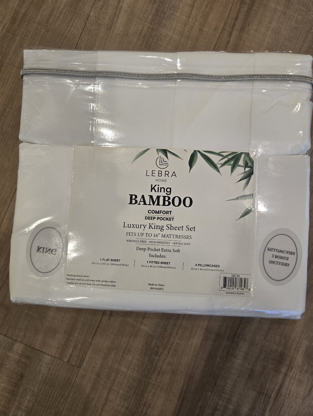 Lebra Home King Bamboo Sheet Set - White